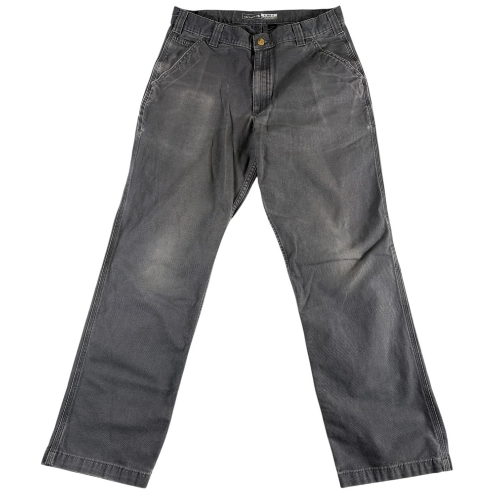 Carhartt Relaxed Fit Work Pants Mens 34x32 Gray High Rise Straight Leg Casual